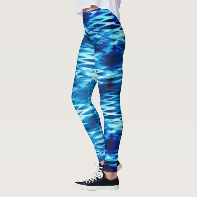 Leggings Bleu dégradé formant tourbillon abstrait t (Gauche)