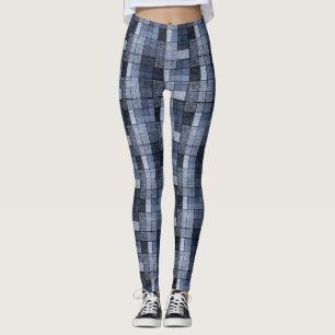 Leggings Bleu, denim, tartan, plaid.