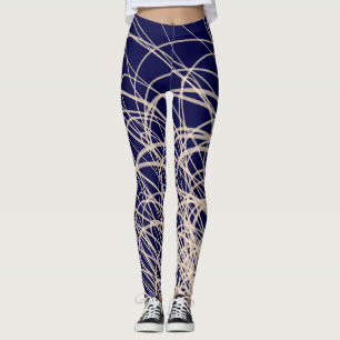 Leggings Bleu des vagues linéaires2 - Légendes