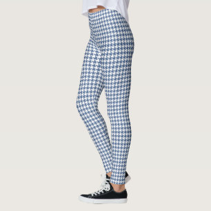 Leggings Bleu d'indigo White Pied De Poule Houndstooth