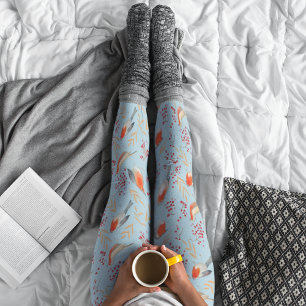 Leggings Bleu d'oiseau mignon Robin hiver Motif de Noël