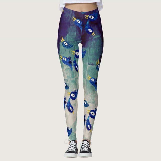 Leggings Bleu d'oiseaux (Devant)