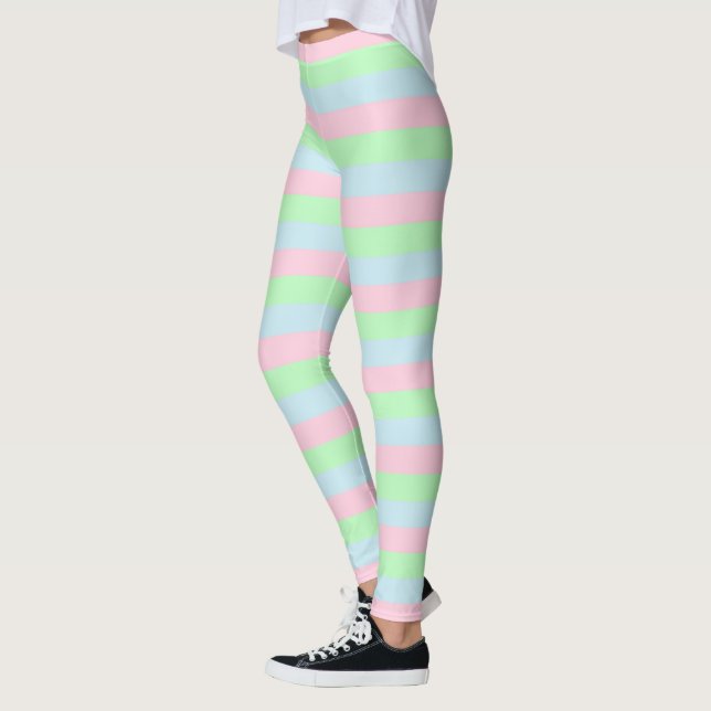 Leggings Bleu doux, rose et vert (Gauche)