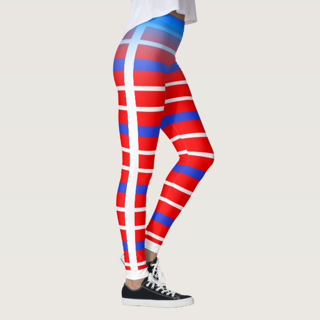 Leggings Bleu et blanc amusant bande horizontale sur votre  (Droite)