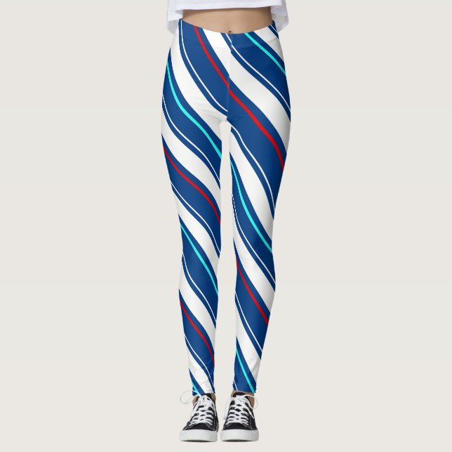 Leggings Bleu Et Blanc Des Rayures Régimentaires (Devant)