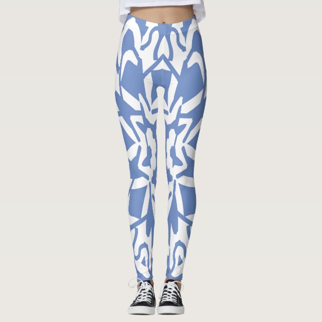Leggings bleu et blanc "Ratti_Creative_Arts" (Devant)