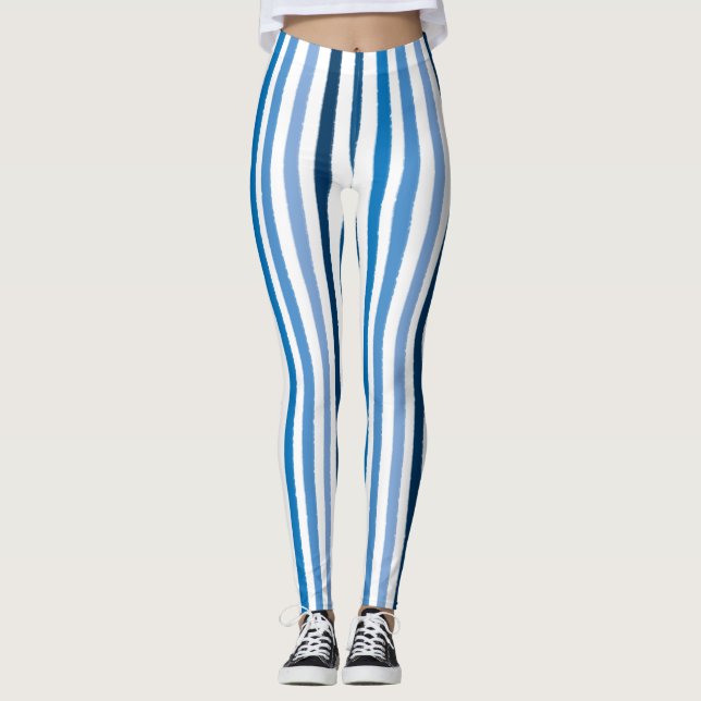 Leggings Bleu et blanc rayé (Devant)