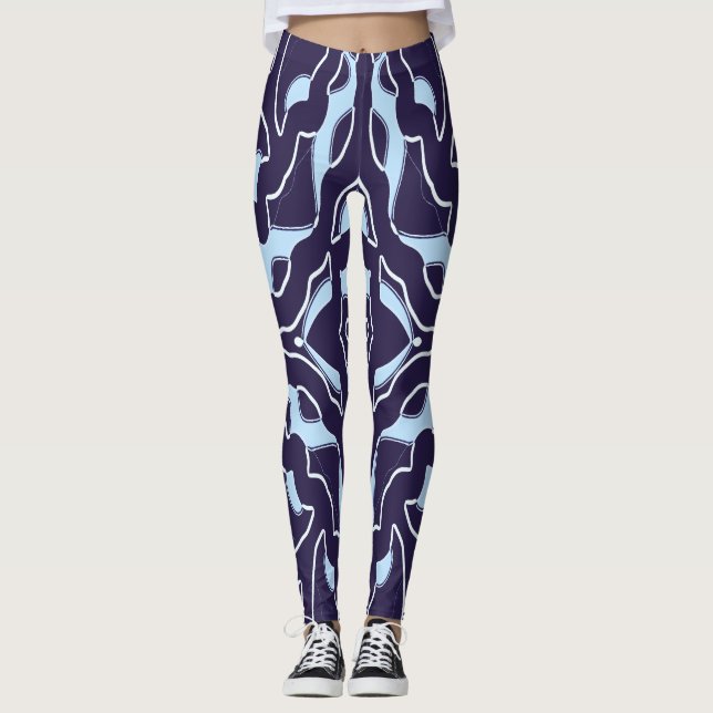 Leggings Bleu et blanc transparent "Ratti_Creative_Arts" (Devant)