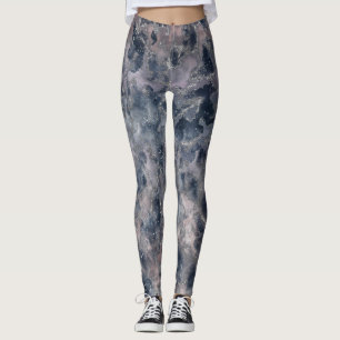 Leggings Bleu et bleu Rose rose Abstrait Aquarelle