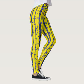 Leggings Bleu et Jaune (avec fleurs)