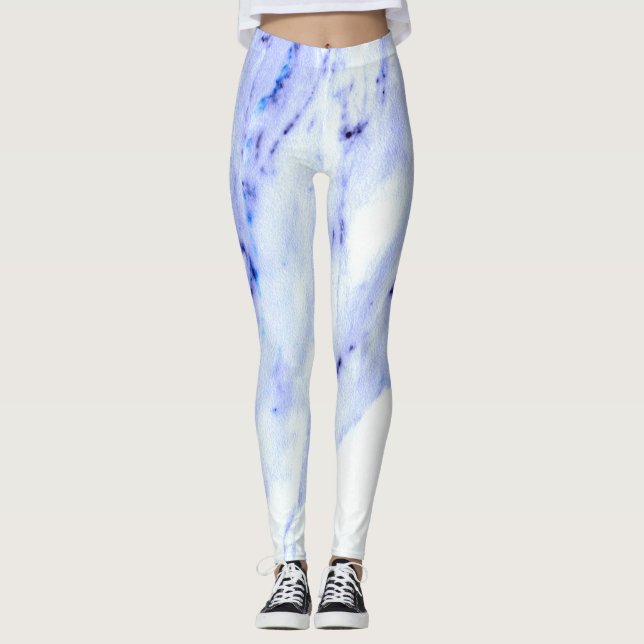 Leggings Bleu et Marbre blanc (Devant)