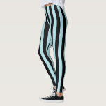 Leggings Bleu et noir du Pastel vertical<br><div class="desc">art numérique Abstrait de bandes verticales pastel bleu et noir</div>