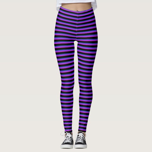 Leggings Bleu et Noir et Violet (Devant)
