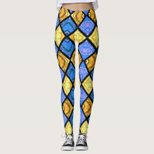 Leggings Bleu et or de harlequin de dell'Arte de Commedia