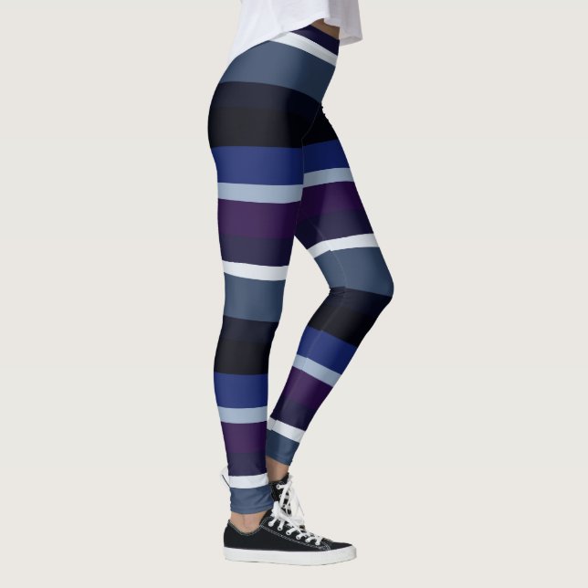 Leggings Bleu et pourpre Abstrait rayures (Droite)