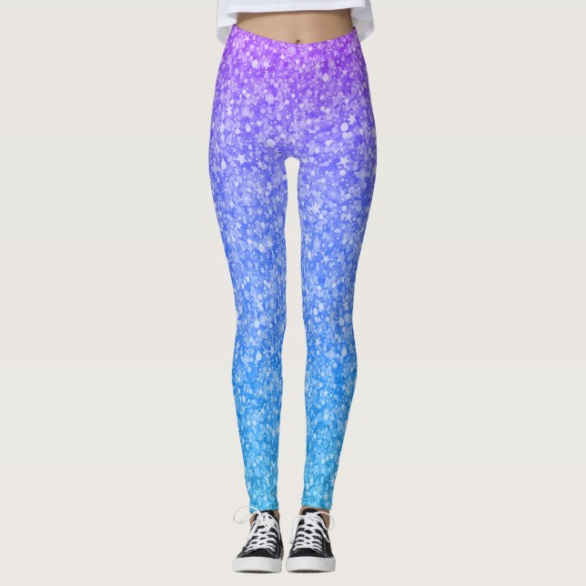 Leggings Bleu et violet fausse parties scintillant ombre (Devant)