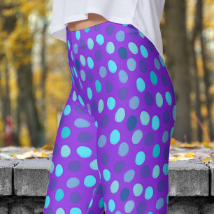 Leggings Bleu et Violet Polka Motif
