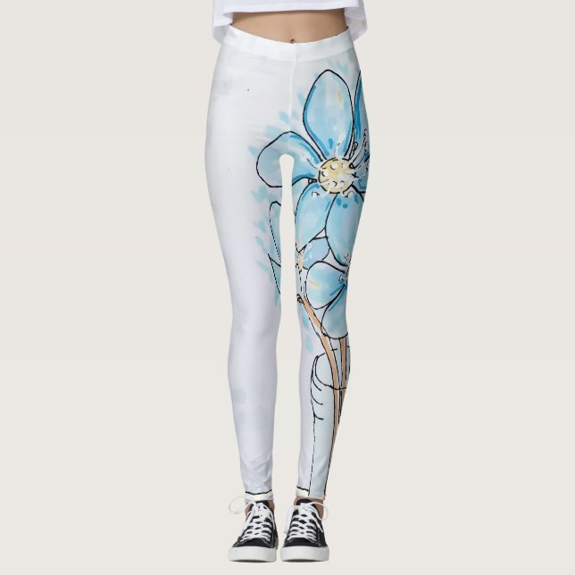 Leggings Bleu Fleur de foie (Devant)
