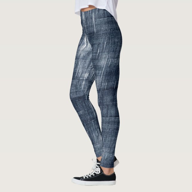 Leggings Bleu foncé Jean Faux Denim (pas de denim réel) (Gauche)