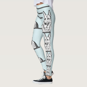Leggings Bleu glacé berger allemand héron pattes de chien