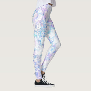 Leggings Bleu glacé et pourpre floraison hivernale Mode f
