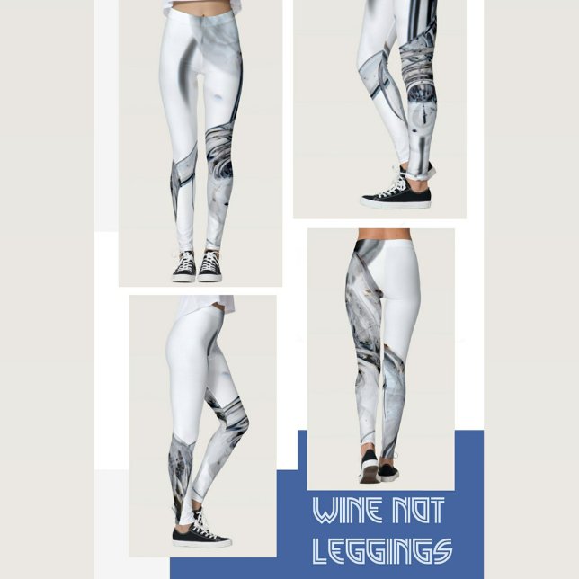 Leggings Bleu Gris et Blanc Tourbillonnant Abstrait (Créateur téléchargé)