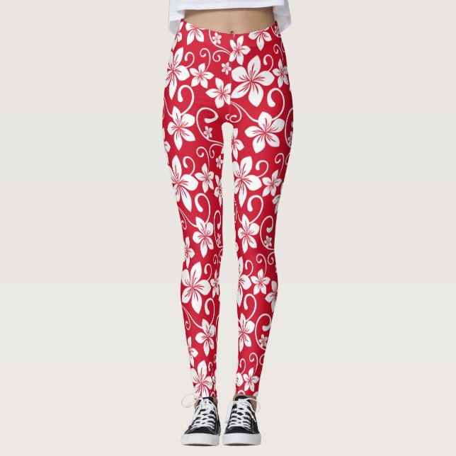 LEGGINGS BLEU HAWAII (ROUGE) (Devant)