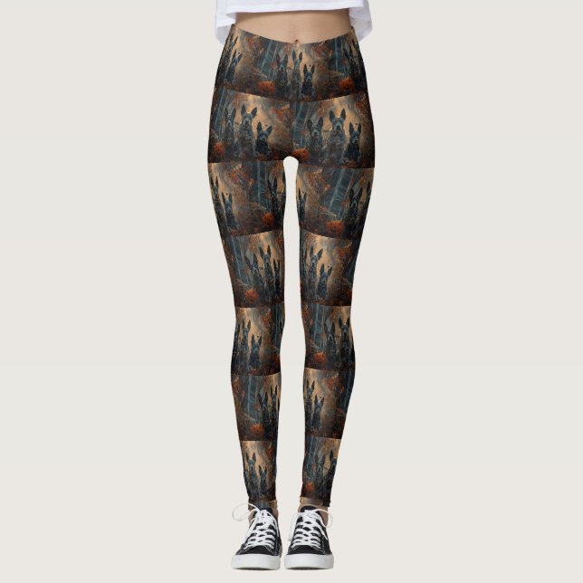 Leggings Bleu Heeler Halloween nuit chien délice (Devant)