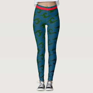 LEGGINGS BLEU IMPRIMÉ LÉGINGS JAPONAIS MOTIF VAGUE