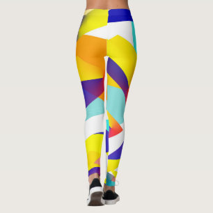 Leggings Bleu jaune ciblé Art Abstrait
