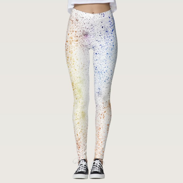 Leggings Bleu, jaune et orange Aquarelles (Devant)