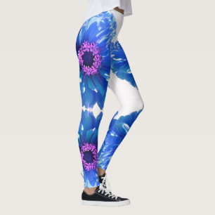 Leggings Bleu marguerite bleu photo florale