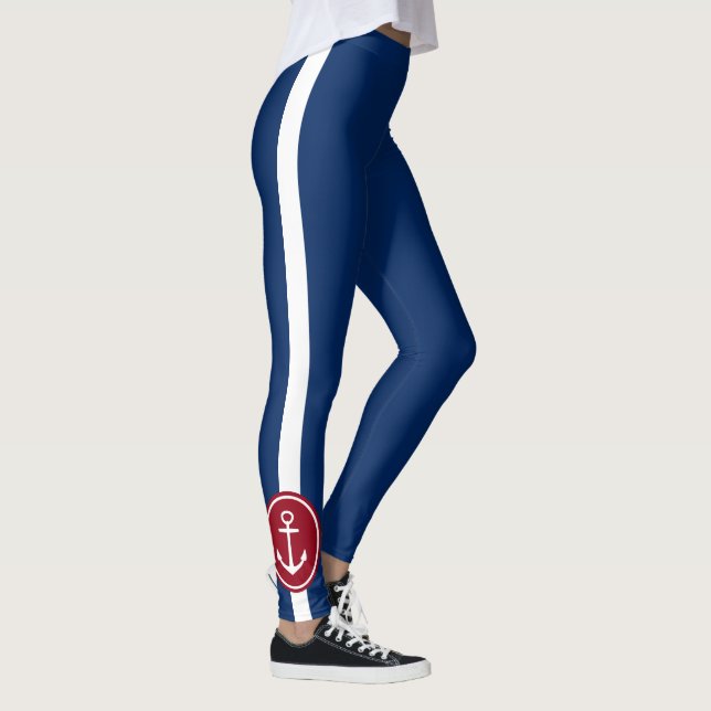 Leggings Bleu marine avec l'Ancre rouge et blanche (Droite)
