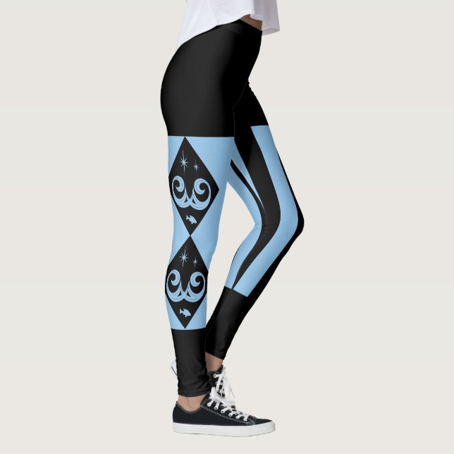 Leggings Bleu, océan noir et étoiles Harlequin Design Leggi (Droite)