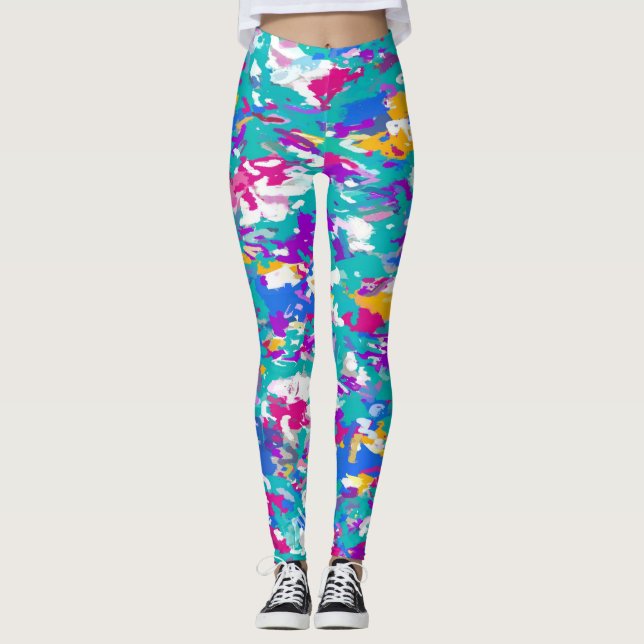 Leggings Bleu, rose et jaune (Devant)