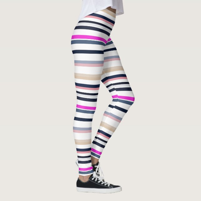 Leggings Bleu Rose et Rayures de Sable (Droite)