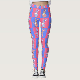 Leggings Bleu rose Kawaii mignet À damiers lapin lapin