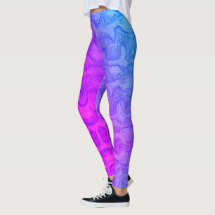 Leggings Bleu rose néon et bleu rayures colorées