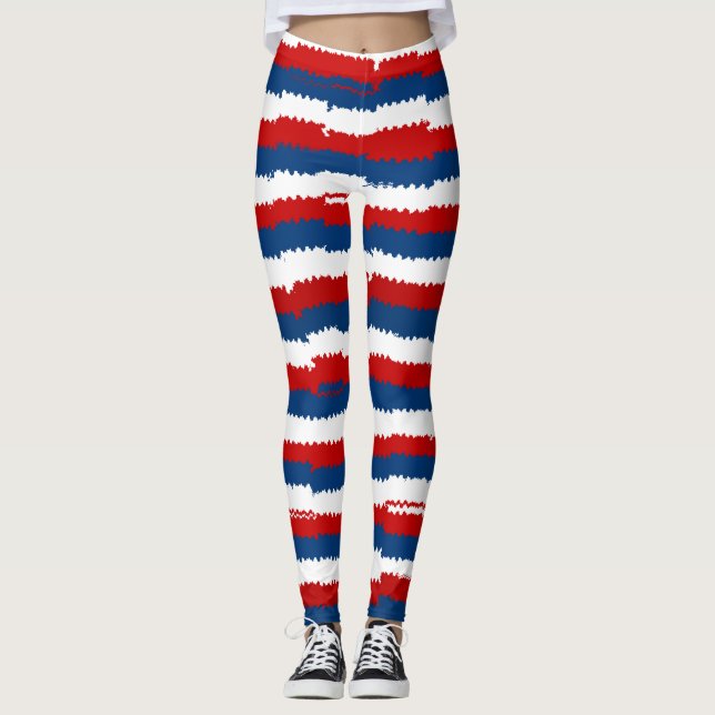 Leggings Bleu rouge Blancs (Devant)