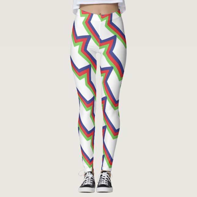 Leggings Bleu rouge rayé (Devant)