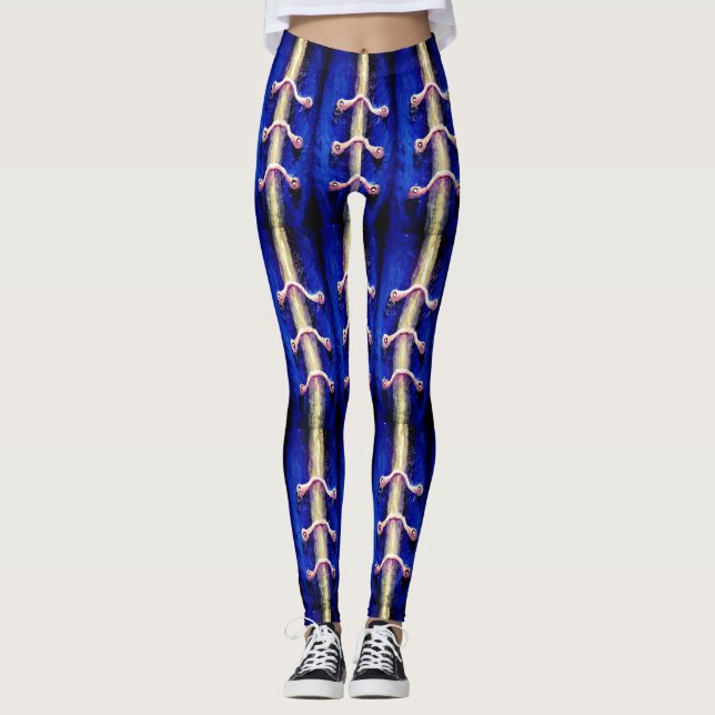 Leggings Bleu Royal urbain industriel Conception abstraite (Devant)