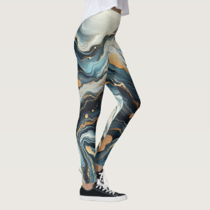 Leggings Bleu Sarcelle Or Agate Moderne Glamour Élégant Mar