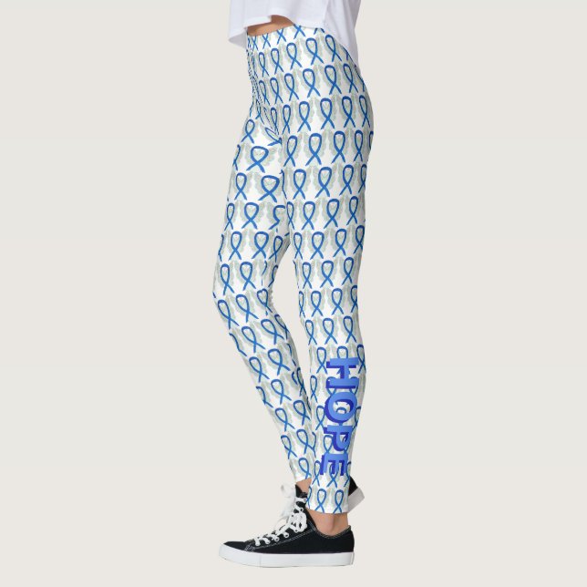 Leggings Bleu Sensibilisation Ruban Angel Custom Word Leggi (Gauche)