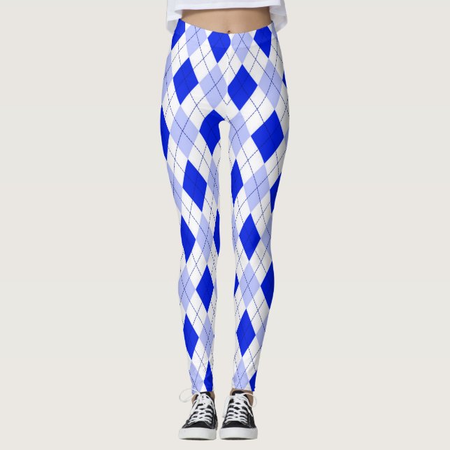 Leggings Bleu Sur Jacquard Bleu (Devant)