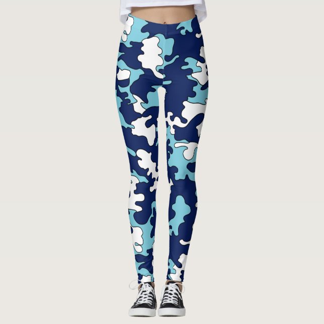 Leggings Bleu sur les guêtres bleues de Camo (Devant)