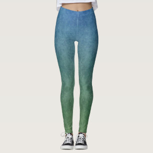 Leggings Bleu tacheté au dégradé vert