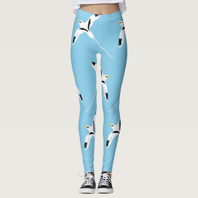 Leggings Bleu Tropicbird à queue blanche (Devant)
