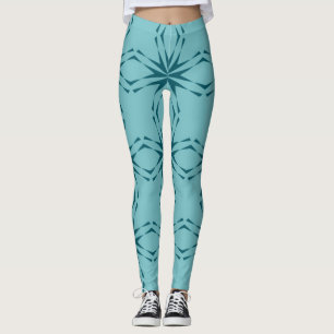 Leggings bleu turquoise, cool, abstraction fleur tendance