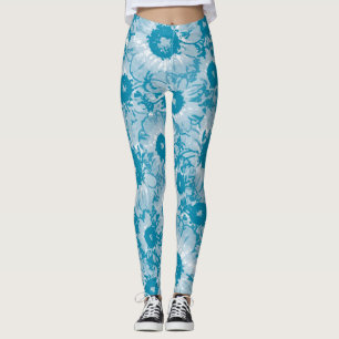 Leggings Bleu Turquoise MORT Motif Floral
