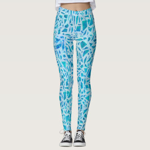 Leggings Bleu Turquoise Mosaïque Carrelage Moderne Chic